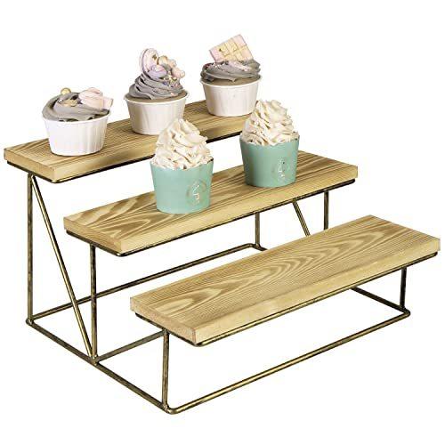 今ダケ送料無料 Mygift 3段 木製amp 真鍮 カップケーキデザートディスプレイライザー Wantannas Go Id