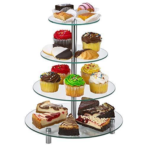 Zafuu 4段ラウンド強化ガラスカップケーキスタンド ケーキ サンドイ デザートタワー ペストリー モダンなケーキスタンド 午後のティースタンド ブランド買うならブランドオフ モダンなケーキスタンド