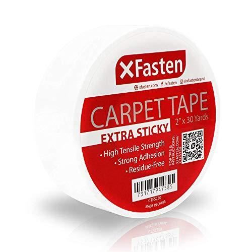XFasten Super Strong Double Sided Carpet Tape Extra Sticky， 2-inch by 30-Ya