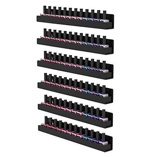 FEMELI Nail Polish Wall Rack 6 Shelves，Clear Acrylic Nail Polish Holder Org