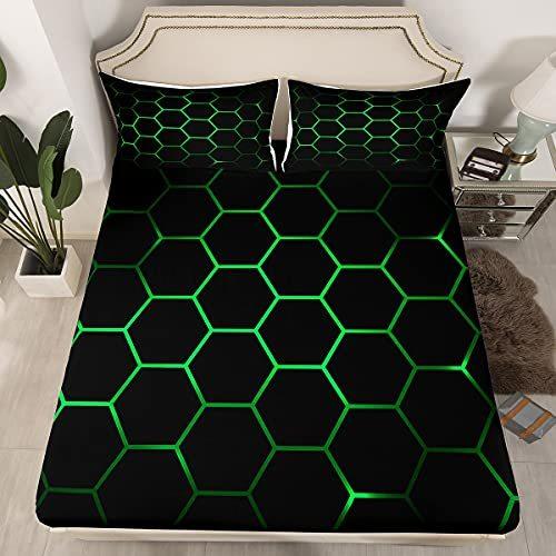 10486円 【74%OFF!】 10486円 ラッピング無料 Hexagonal Bedding Sheets 3D Geometric Honeycomb Bed Sheet Set for Kids Boys