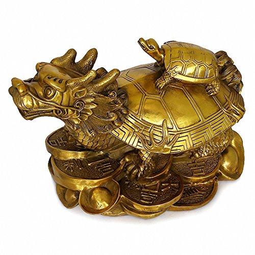 人気ブランドを Feng Shui富繁栄真鍮Dragon +のセット10ラッキーチャーム古代コインon赤文字列、Best祝いCongrat Statue Turtle 庭用