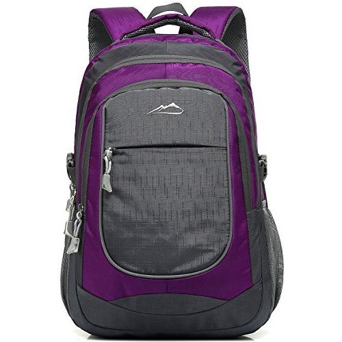 スクールカレッジハイキングトラベルフィットラップトップ用ProEtradeバックパック最大15.6インチ防水（パープルA）