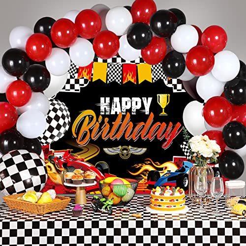 67 Pieces Race Car Birthday Decorations Happy Birthday Racing Car Backdrop