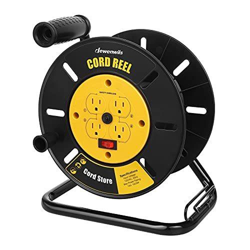 DEWENWILS Extension Cord Storage Reel with 4-Grounded Outlets， Heavy Duty O