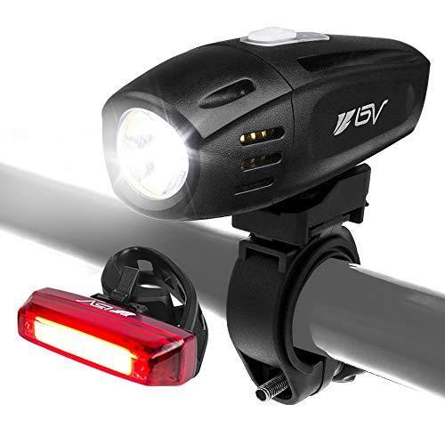BV(ビーブイ) 自転車ライト 高輝度 LED USB充電式 防水仕様 充電式テールライト付き ライトセット