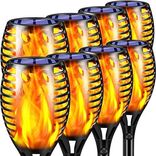 TomCare 8 Pack Solar Lights Outdoor Flickering Flames Solar Torches Lights