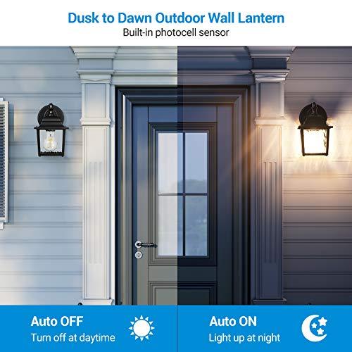 全額返金対応 DEWENWILS 2 Pack Dusk to Dawn Outdoor Wall Light Fixture， Wall Lantern Porc