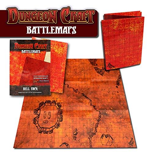 本州送料無料 Dungeon Craft バトルマップ地獄パック ボードゲーム - ダンジョンズ&ドラゴンズ用バトルマット - 24インチx33インチ/1インチ グ