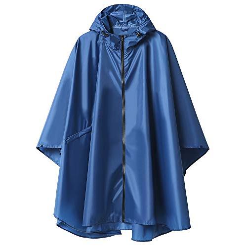 安い本物 Rain Poncho Jacket Coat Hooded for Adults with Pockets (Navy)