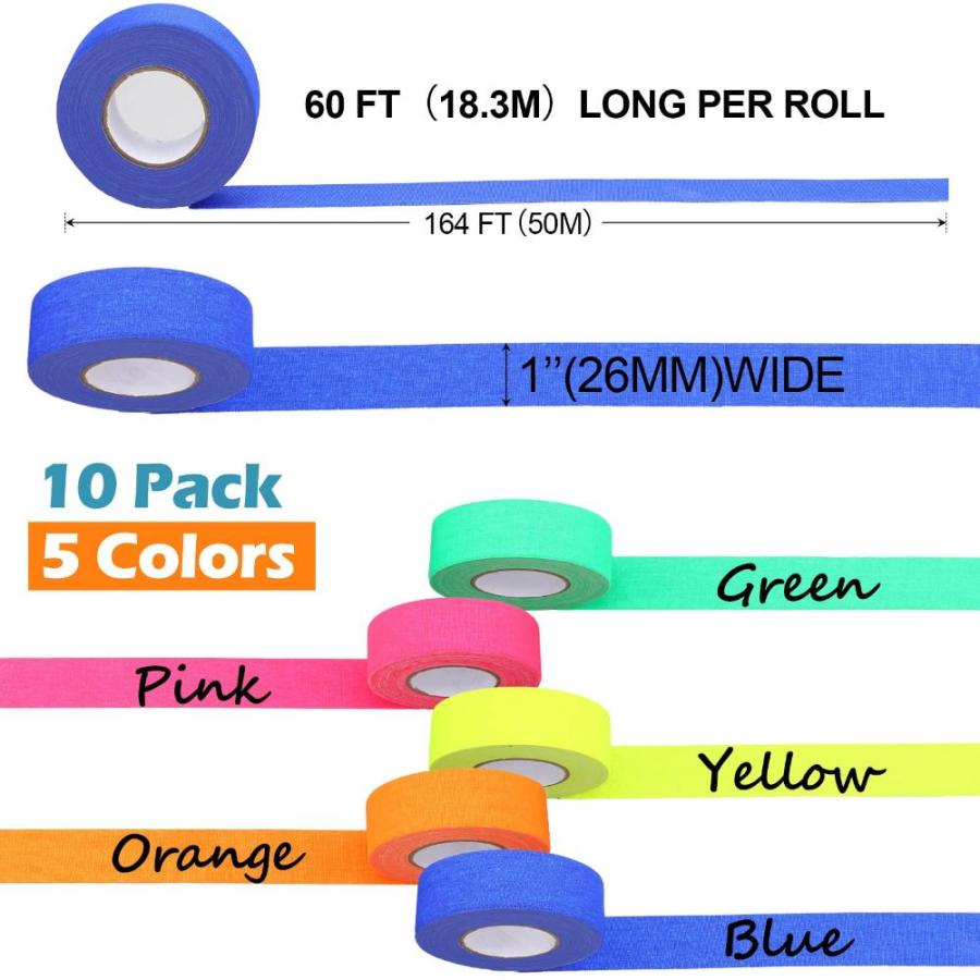 10　Rolls　Gaffers　Yards　Tape　UV　Reactive　Inch　Tape　Spike　20　x　Blacklight　F