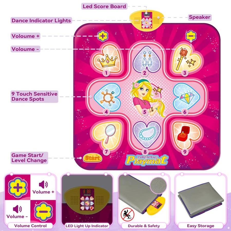 史博物館 Dance Mat， Toys for 3 4 5 6 7 8+ Year Old Girls， Electronic Musical Play Ma