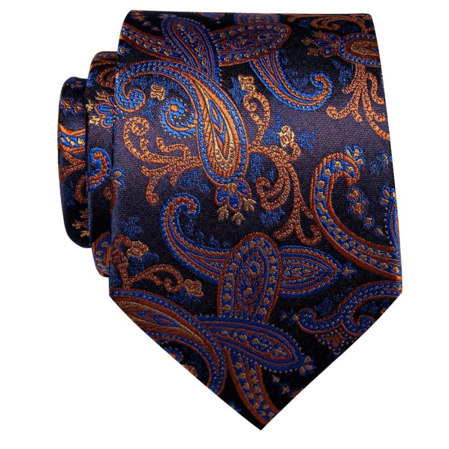 Orange and Blue Paisley Ties for Men Jacquard Woven Silk 【ミッド 