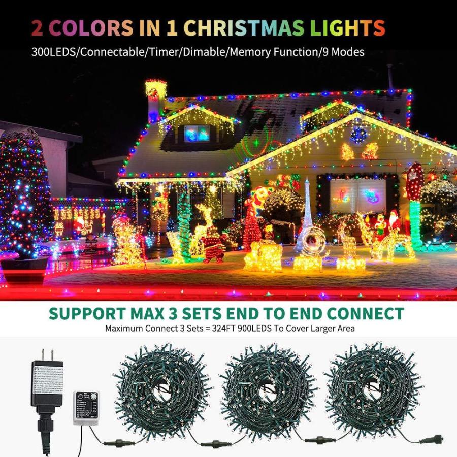 種類豊富な品揃え MZD8391 Color Changing Christmas String Lights Outdoor Indoor， 108FT 300 LE