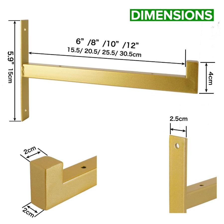 Pcs　Heavy　Duty　Brackets　Shelvi　Inch　Mounted　Industrial　Metal　Shelf　Wall