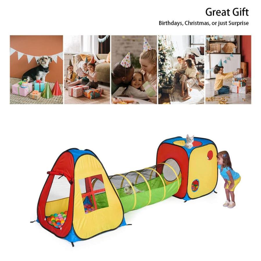 Tenda Tunnel 4 In 1 Per Bambini – Casetta 80x80x90 Cm, 2 Tunnel 46x110 Cm, Cubo 74x74x74 Cm, Con Borsa Trasporto, Palle Escluse
