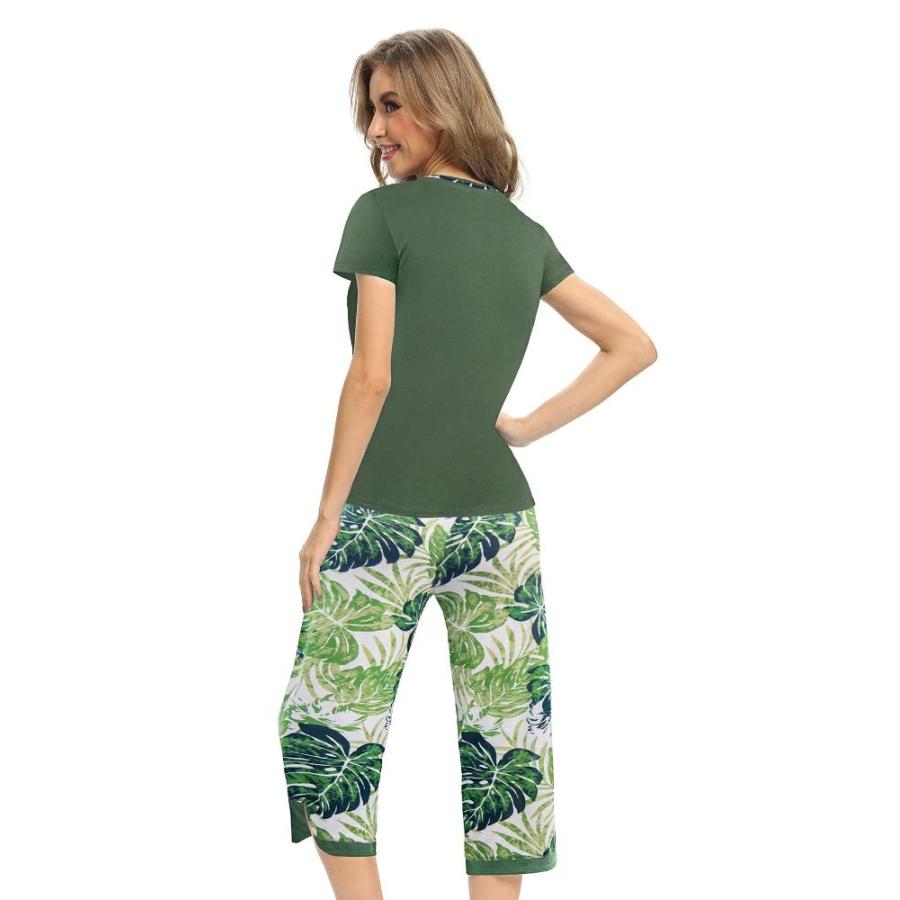 IZZY + TOBY Womens Capri Pajama Set Summer Pajamas for Women Short Sleeve T｜joyfullab｜05