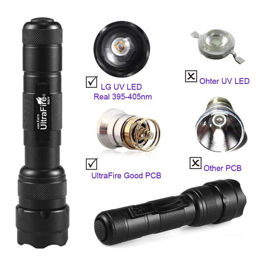 UltraFire Black Light UV Flashlight, Super Power UV 395-405 nm LED WF-502B｜joyfullab｜03