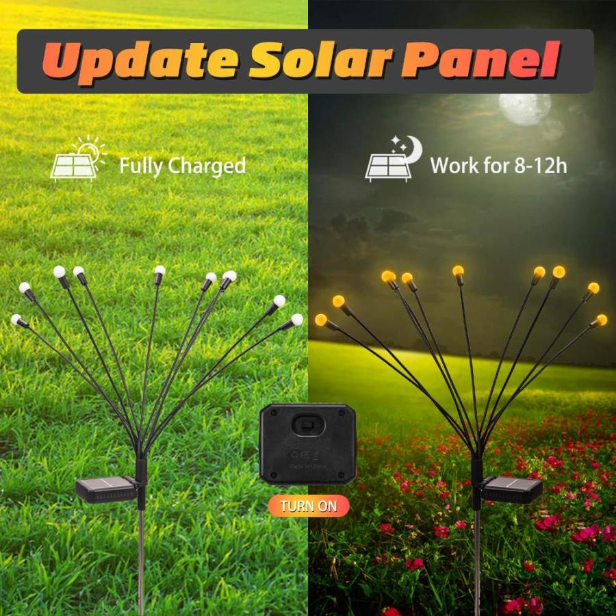 レビュー高評価の商品！ Ladwanka Solar Garden Lights，10 Led Firefly Lights Solar Outdoor， Waterproo
