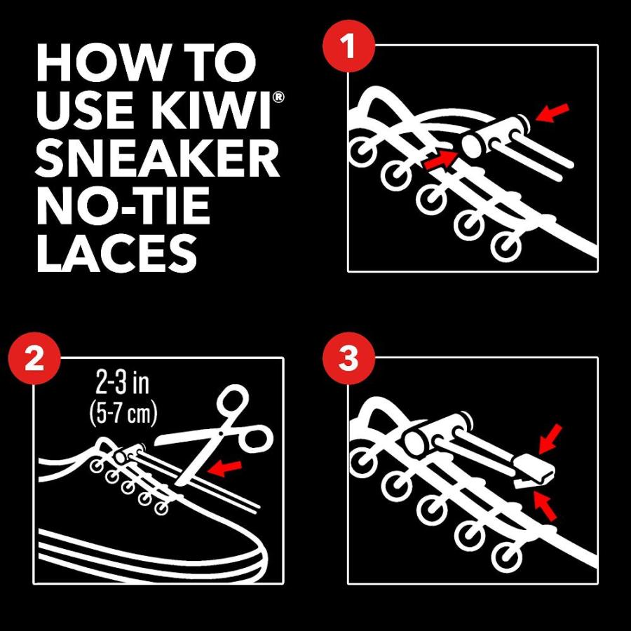 KIWI Sneaker No-tie Shoe Laces, Black & White, One Size Fits All, 3 Count (｜joyfullab｜05