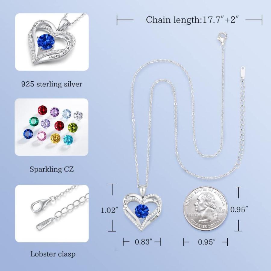 CDE Forever Love ハートペンダントネックレス レディース 925スターリングシルバー 誕生石ジルコニア付き 誕生日 バレンタインデー CDE br レディース Forever Love ハートペンダントネックレス 925スターリングシルバー 誕生石ジルコニア付き 誕生日 バレンタインデー キュービックジルコニア