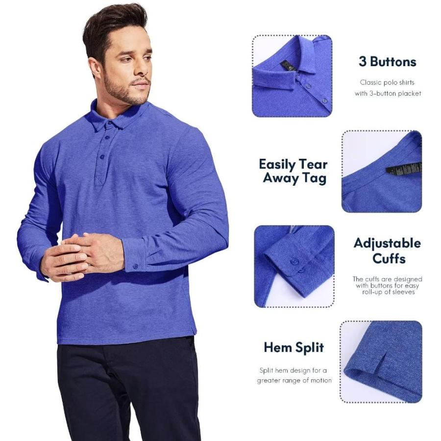 Haimont　Long　Sleeve　Business　Golf　Regular　Casual　Fit　Shirt　Men　Polo,　Cotton