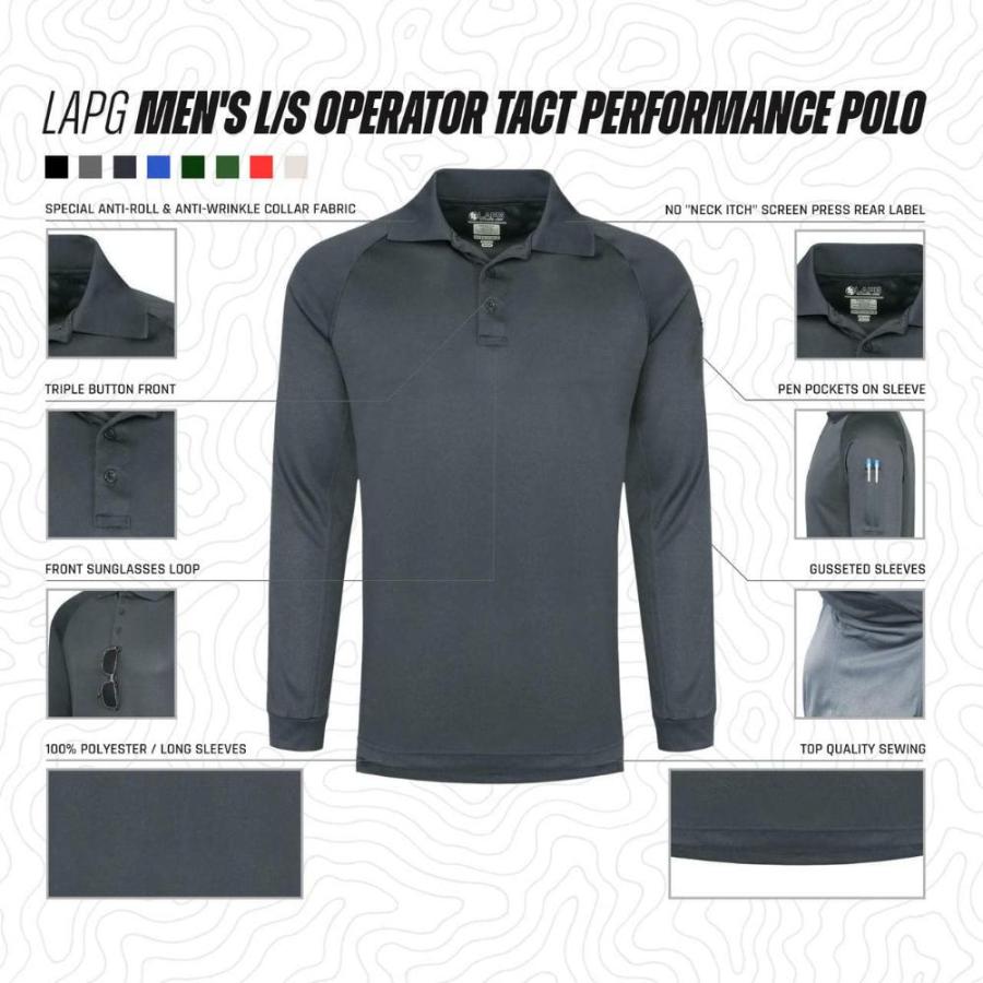 LA　Police　Gear　Polo　Operator　Sleeve　Shirt,　Performance　A　Mens　Tactical　Long