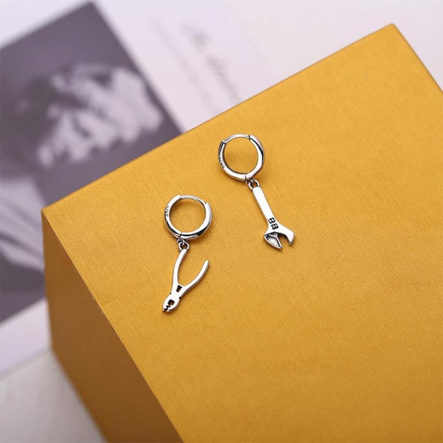 S925 スターリングシルバー ダングルドロップ スモールフープピアス レディース/メンズ ティーンガールズ 【ブルー】 ボーイズ