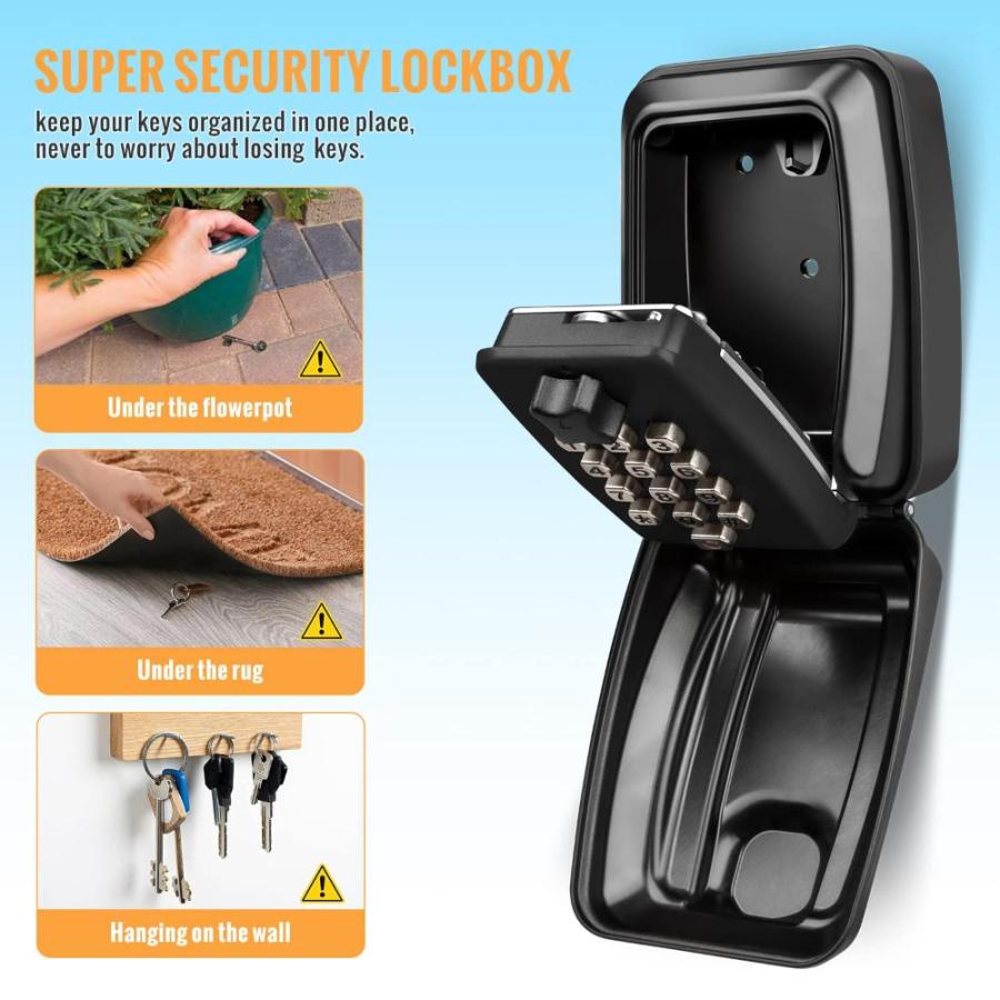 最新ショップニュース HUANLANG Key Lock Box for Outside 12-Digit Combination Lockbox Waterproof W