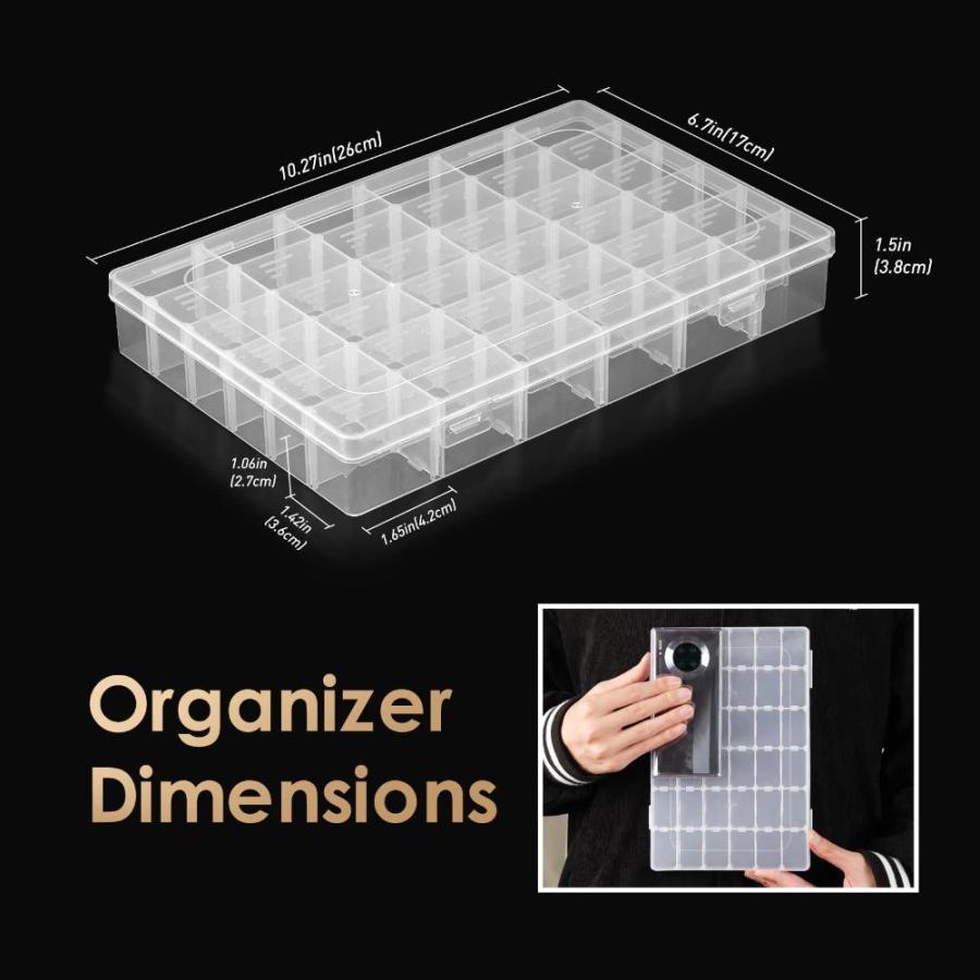 QUEFE　Pack　36　Storage　Clear　Box　Organizer　Container,　Grids　Plastic　Craft