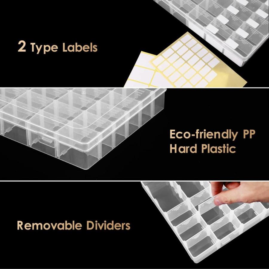 QUEFE Pack 36 Grids Clear Plastic Organizer Storage Box Container
