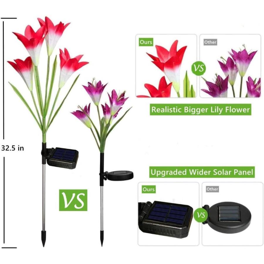 ANGMLN　Pack　Solar　Flowers　Lights　Stake　Outdoor　16　Lily　Colo　Head　Garden