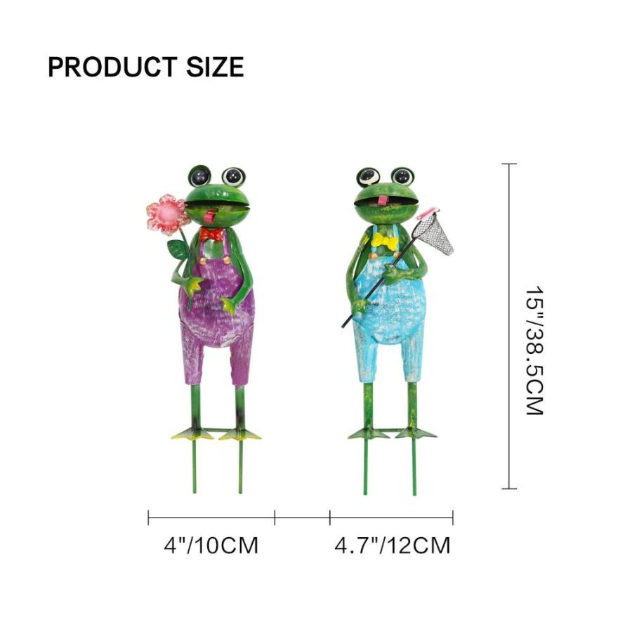 良質  HONGLAND Metal Frog Garden Decorative Stakes Outdoor Frog Sculptures 3D Fro