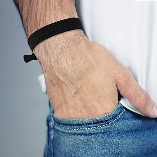 ヘアゴム 結び目付きメンズヘアタイ 男性用 5本入 HAVHAF 結び目付きメンズヘアタイ 男性用 5本入り 幅広 ブラック