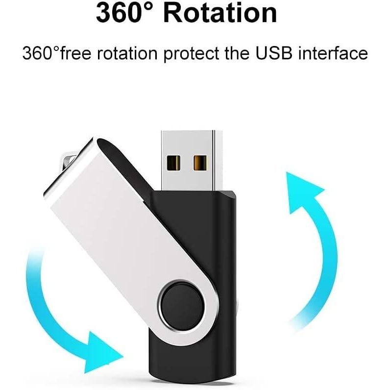 JUANWE 128GB USBフラッシュドライブ 2点セット USB 2.0 USBメモリ 格納式 ストレージ メモリスティック 回転式 キーホルダ｜joyfullab｜02