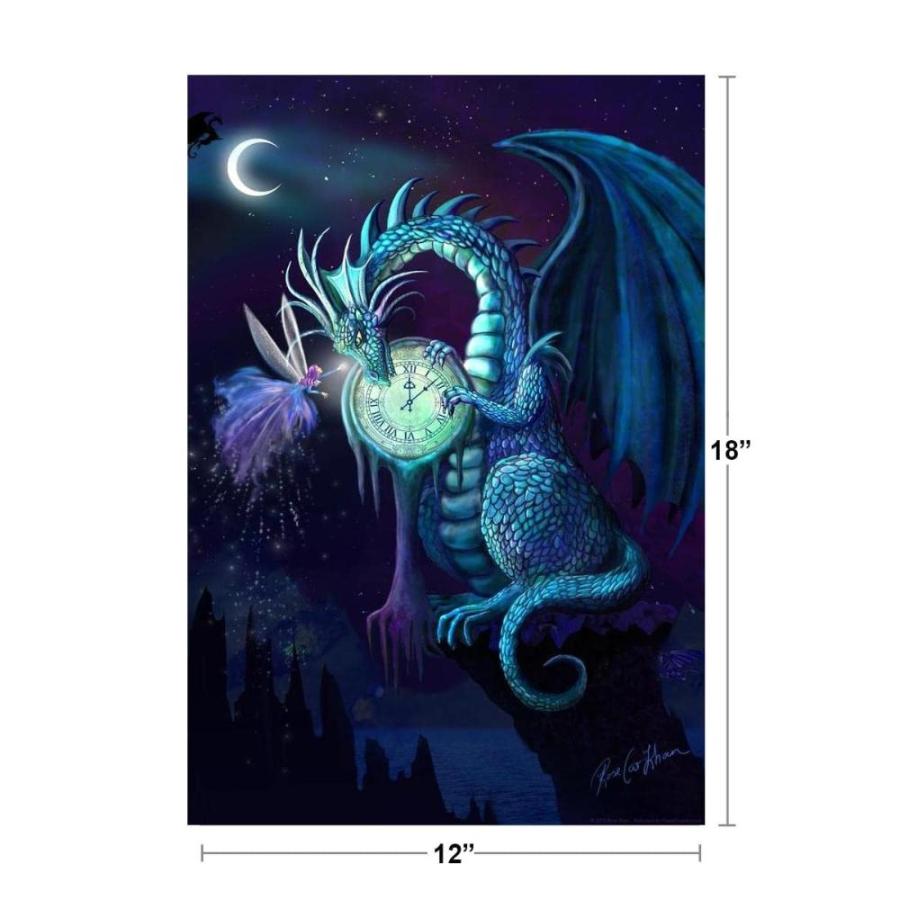 Blue Time Dragon with Fairy Friend by Rose Khan Cool Wall Decor Art Print P｜joyfullab｜04