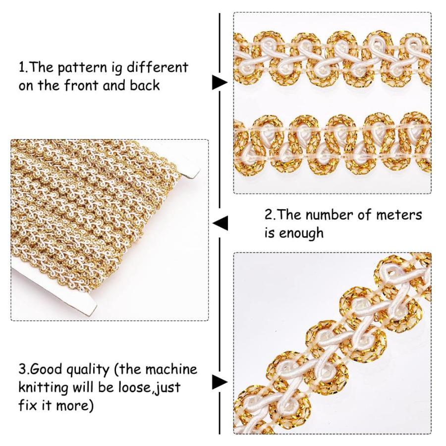 20 Yards Metallic Braid Lace Trim 12mm Handmade 【手】 Goldenrod Cen