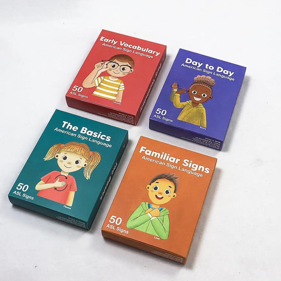 割引購入 ASL キッズ フラッシュカード - アメリカ手話カード 200枚 初心者 子供 幼児 キッズ