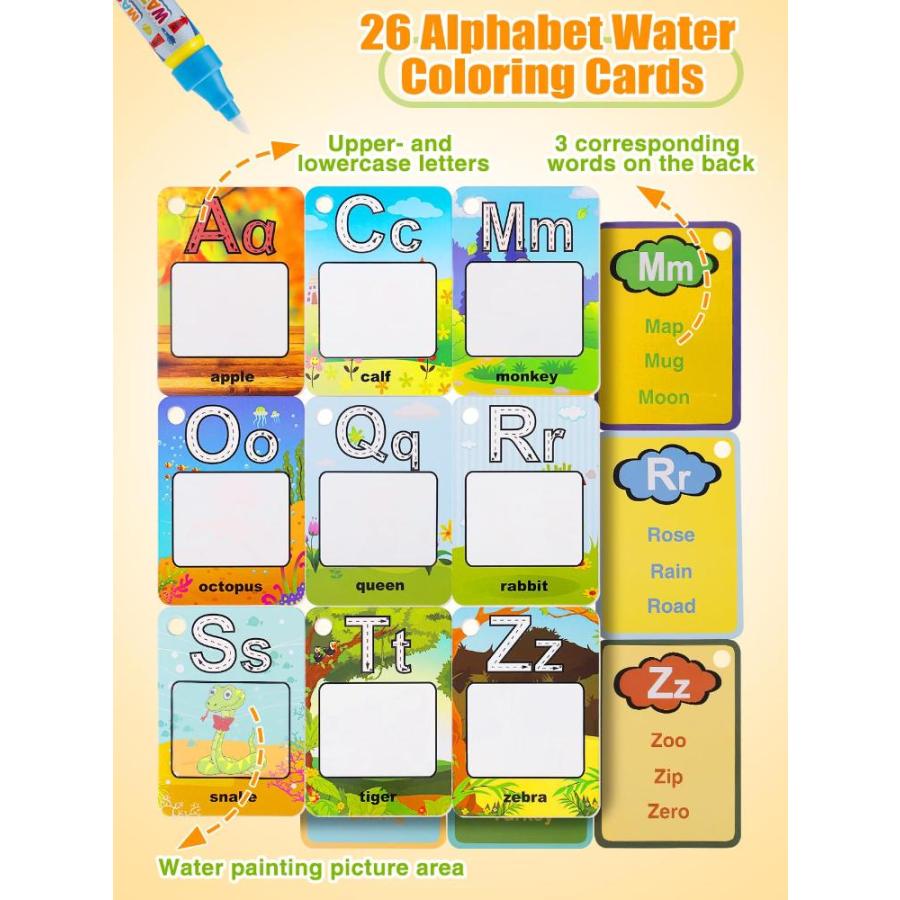 セールの通販格安 Upgraded Alphabet Water Coloring Cards- A-Z 26 Letter Flashcards for Toddle