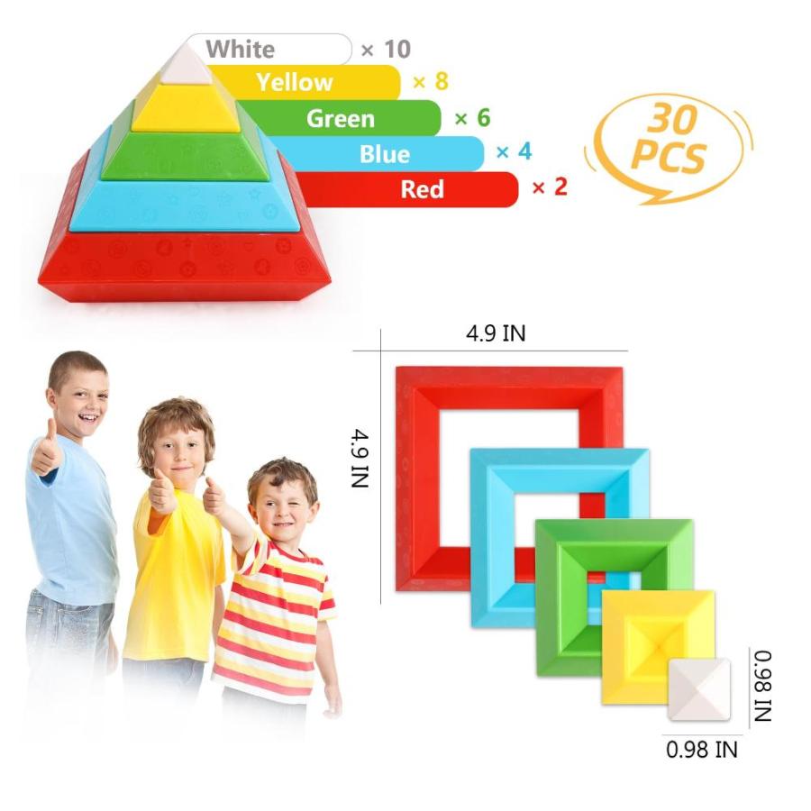 税をSALE送料無料 JCREN Montessori Stacking Toys 30 Pcs Building Blocks， Pyramid Stacking Blo