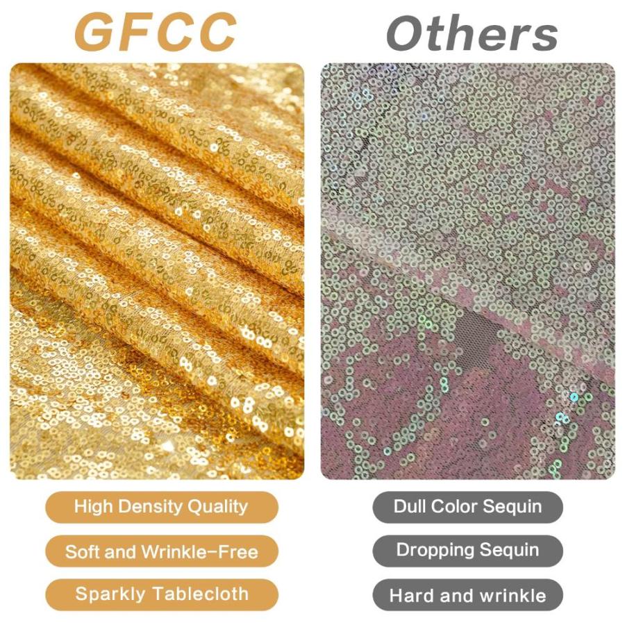 【国内正規品】 GFCC シームレス グリッター ゴールド スパンコール テーブルクロス 50 x 84インチ パーティー 結婚式 宴会 クリスマス イベント テーブ