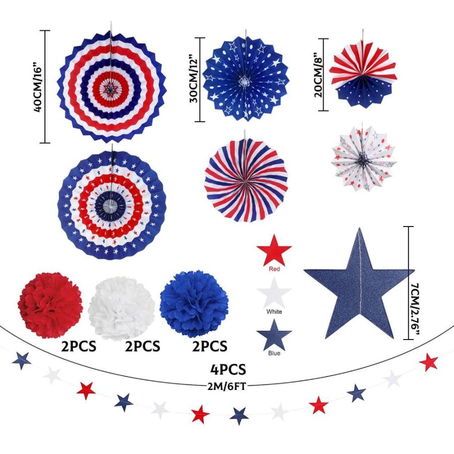 MOVINPE 4th of July Patriotic Party Decorations Set, American Flag Hanging｜joyfullab｜02