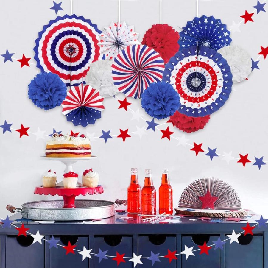 MOVINPE 4th of July Patriotic Party Decorations Set, American Flag Hanging｜joyfullab｜03