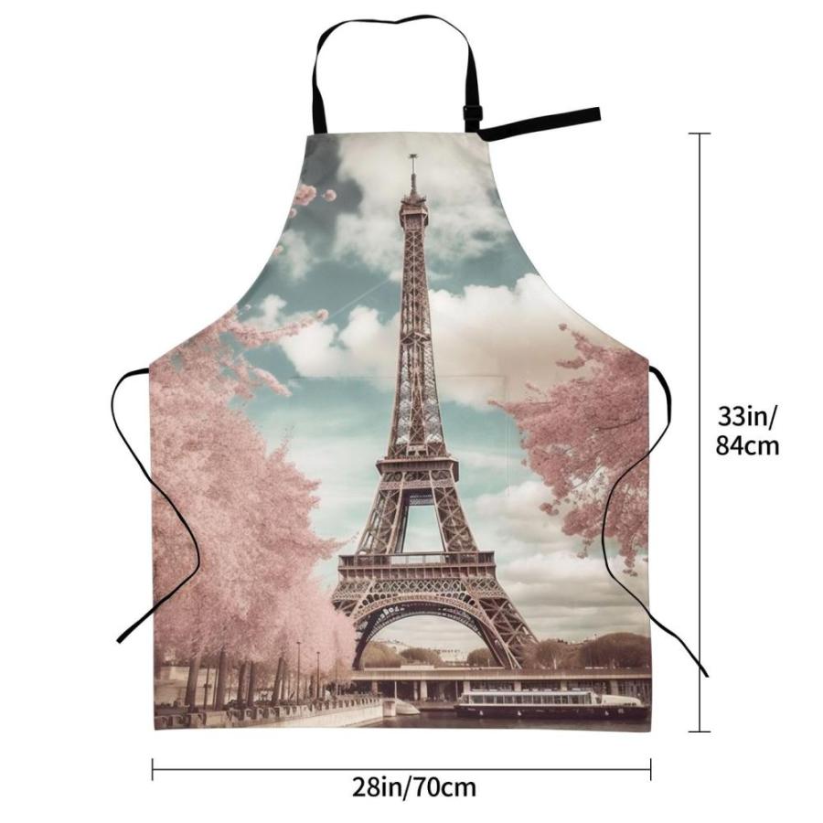 リアル VducK Waterproof Apron for Men Women Eiffel Tower Paris Floral Aprons with