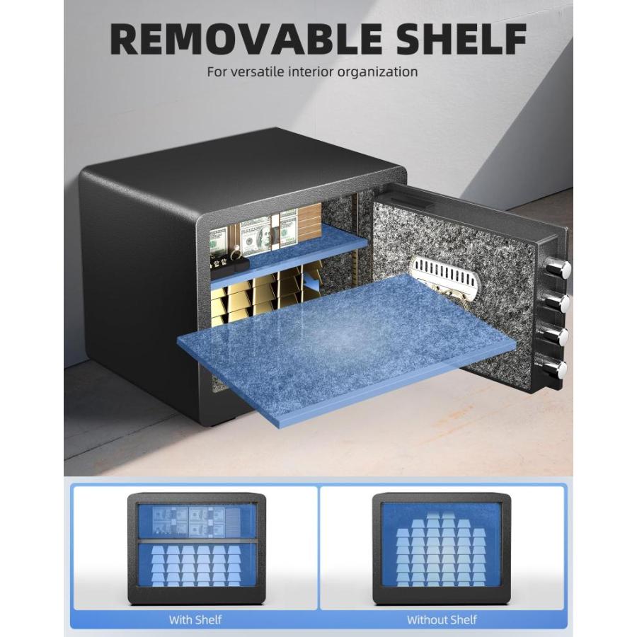DAYI 金庫 耐火防水バッグ付き 1.2 CUFT ホームセキュリティ 金庫 金庫 現金 貴重品 デジタル電子キーパッド デュアルアラームシステム｜joyfullab｜05