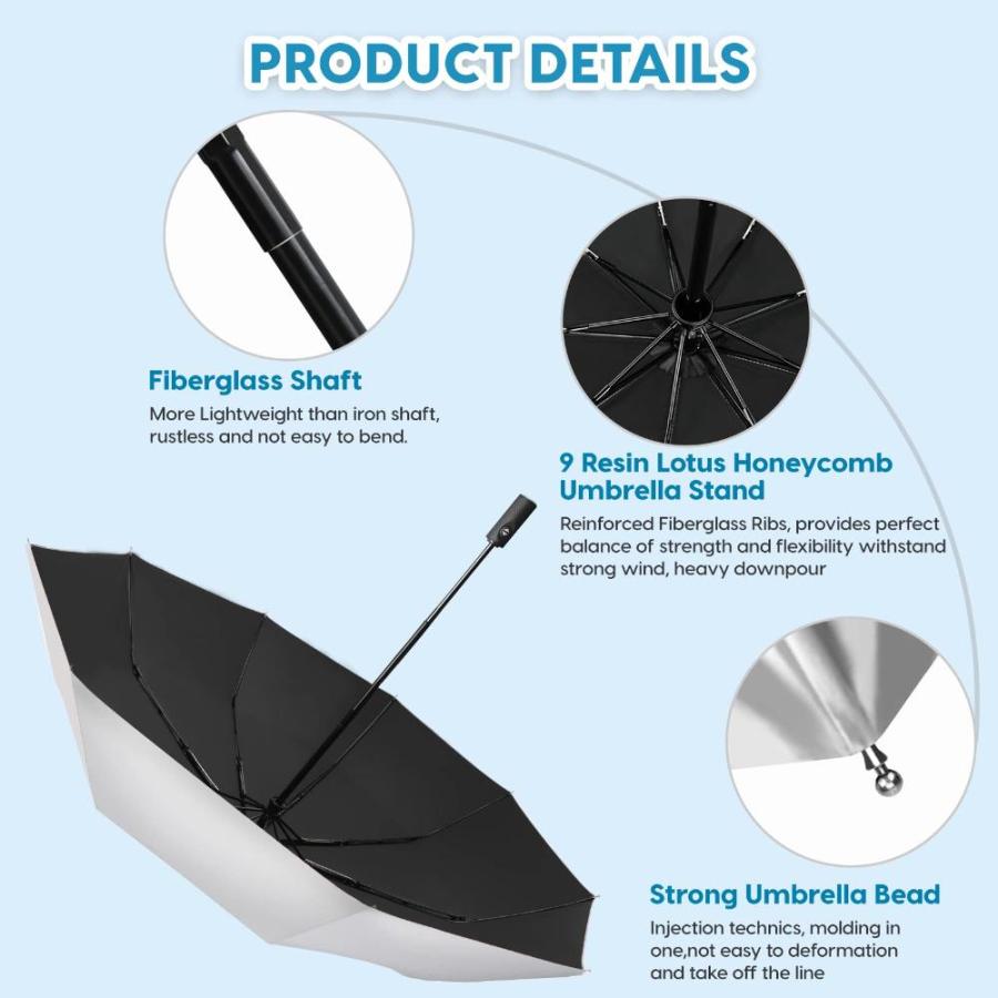 買い卸値 ZOMAKE 旅行用傘 UV保護 - 小型ポータブル傘 コンパクトパラグア自動折りたたみ傘 防風 - 日傘 UVブロック 収納可能 シェード傘 レディ