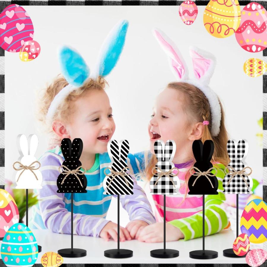 Wenqik 6ピース イースターバニーテーブル 木製サイン バニー型