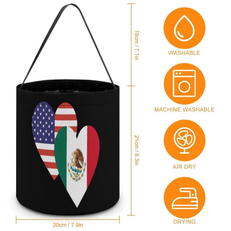 Mexico American Heart Flag Funny Halloween Trick Or Treat Bags Candy Tote B｜joyfullab｜02