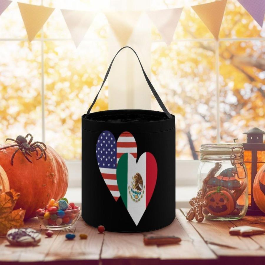 Mexico American Heart Flag Funny Halloween Trick Or Treat Bags Candy Tote B｜joyfullab｜05
