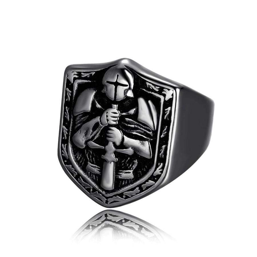 ABUAMO メンズ 戦士リング ソリッドステンレススチール ギリシャスパルタヘルメットジュエリー シールドリング 彼へのギフト 非貴金属 宝石な